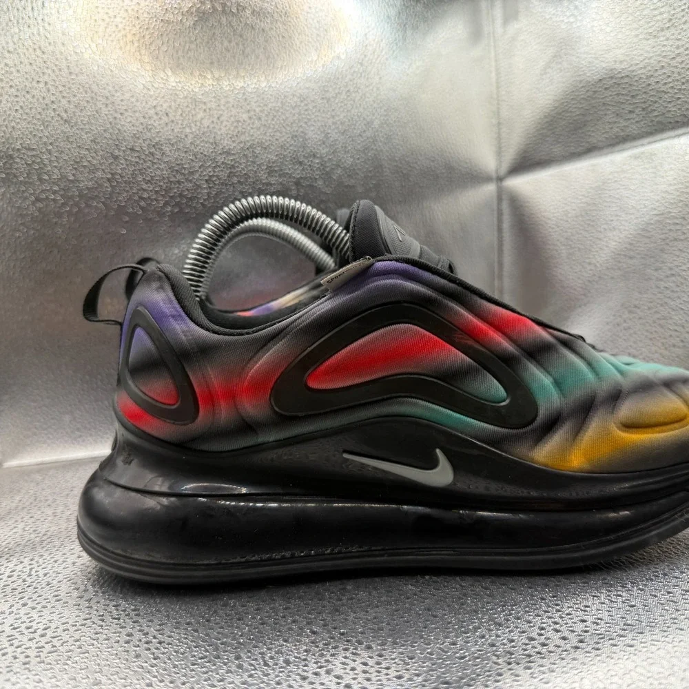 Size 7Y Nike Air Max 720 GS Black‎ Multi Kids Lace-Up Running Shoes AQ3196-011